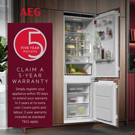 AEG NSC8M192DS 188cm Integrated Frost Free Fridge Freezer - White - Warranty
